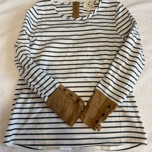 Striped Long Sleeve Top with Button Cuffs